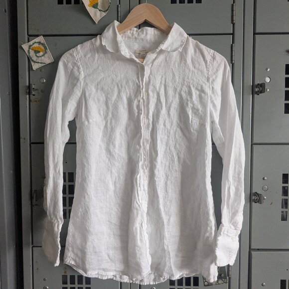 J. Crew | 100% linen white button down shirt - Picture 2 of 10